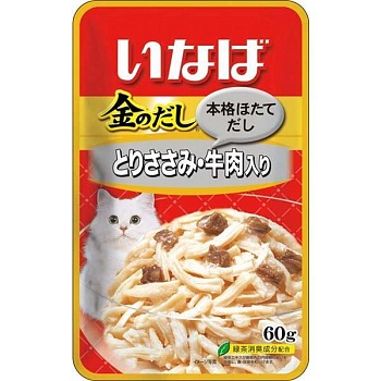 INABA КИННОДАСИ пауч для кошек Куриное филе+говядина в желе 12х60г купить  зоотовары для животных