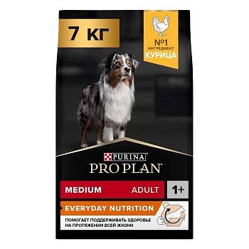Pro Plan Medium Adult сухой корм для собак средних пород 10 - 25 кг Курица 7 кг купить  зоотовары для животных