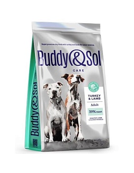 BUDDY SOL CARE ADULT SENSITIVE сухой корм для взрослых собак средних и крупных пород с индейкой и ягненком 12кг купить  зоотовары для животных