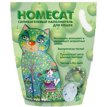 HOMECAT Яблоко Силикагелевый наполнитель для кошачьих туалетов с ароматом яблока 3,6л купить  зоотовары для животных