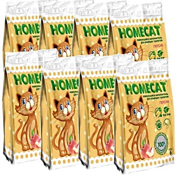 HOMECAT Эколайн Персик комкующийся наполнитель для кошачьих туалетов 8х6л купить  зоотовары для животных