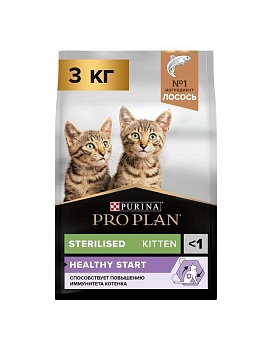 PRO PLAN Junior сухой корм для стерилизованных Котят Лосось 3кг купить  зоотовары для животных