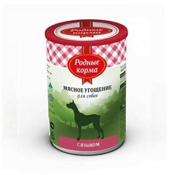 РОДНЫЕ КОРМА консервы для собак Мясное угощение с Языком 12х340г купить  зоотовары для животных
