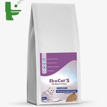 Eko Cat`s Medium древесный комкующийся наполнитель 20кг купить  зоотовары для животных