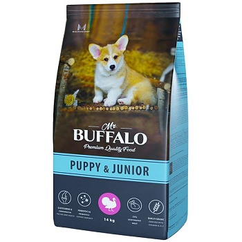 Mr.Buffalo PUPPY & JUNIOR сухой корм для щенков и юниоров с индейкой 14кг купить  зоотовары для животных