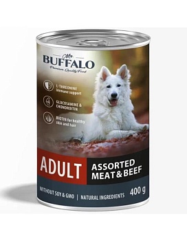 Mr.Buffalo ADULT консервы для собак Мясное ассорти с говядиной 9х400гр купить  зоотовары для животных