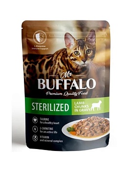 Mr.Buffalo ADULT влажный корм для кошек для стерилизованных Ягненок в соусе 28х85гр купить  зоотовары для животных