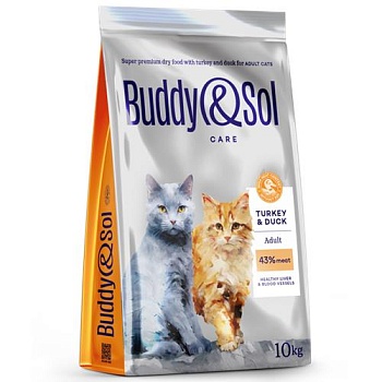 BUDDY SOL CARE ADULT сухой корм для взрослых кошек с индейкой и уткой 10кг купить  зоотовары для животных