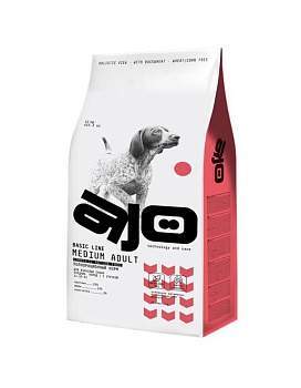 AJO Dog Medium Adult Сухой полнорационный корм с гречкой для взрослых собак средних пород 12кг купить  зоотовары для животных
