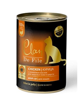 CLAN De File консервы для кошек Курица 12х340гр купить  зоотовары для животных