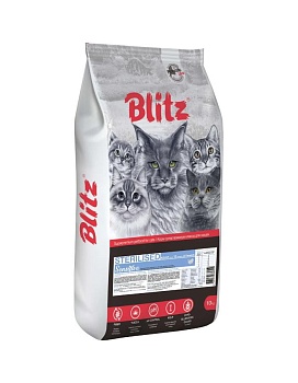 Blitz Сухой корм для стерилизованных кошек с Индейкой 10кг купить  зоотовары для животных