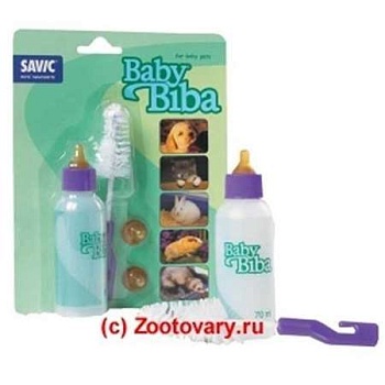 Savic Бутылочка Baby Biba для Щенков C 3-Мя Сосками и Ёршиком 70 Мл 70мл купить  зоотовары для животных