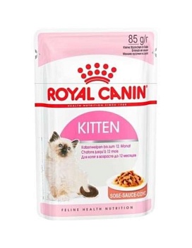 Royal Canin Kitten Соус консервы корм для котят в период роста с 4-х до 12-х месяцев 28х85г купить  зоотовары для животных