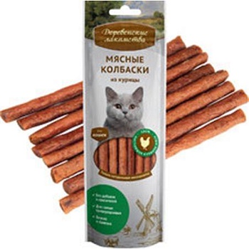 Деревенские Лакомства Мясные Колбаски Из Курицы для Кошек 45г купить  зоотовары для животных