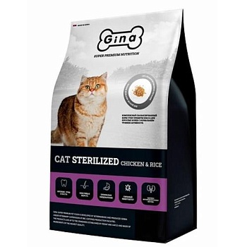 ДЖИНА CAT STERILIZED CHIKEN&RICE Корм сухой для стерилизованных кошек с Курицей и Рисом 18кг купить  зоотовары для животных