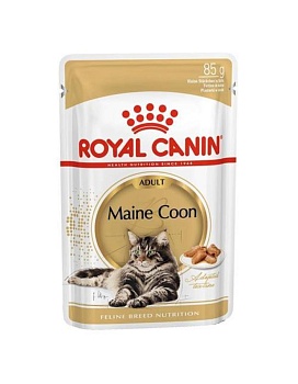 Royal Canin MAINE COON ADULT пауч соус влажный корм для кошек породы мейн-кун старше 15 месяцев 28х85гр купить  зоотовары для животных