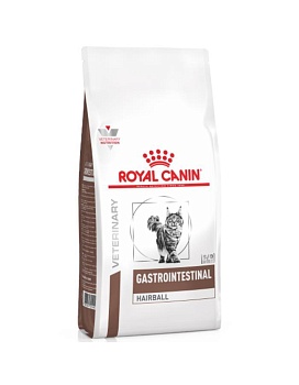 Royal Canin VD GASTRO INTESTINAL HAIRBALL CONTROL ветеринарная диета для кошек при нарушении пищеварения и для профилактики образования волосяных комочков в желудочно-кишечном тракте 400г купить  зоотовары для животных