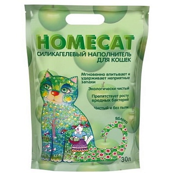 HOMECAT Яблоко Силикагелевый наполнитель для кошачьих туалетов с ароматом яблока 30л купить  зоотовары для животных