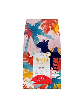 Florida сухой для кошек Курица, яблоко 4кг купить  зоотовары для животных