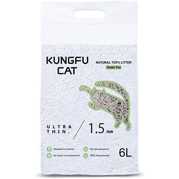 Kungfu Cat Tofu Green Tea Наполнитель растительный комкующийся 6л купить  зоотовары для животных