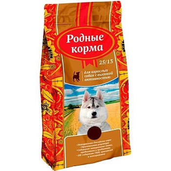 РОДНЫЕ КОРМА сухой корм для взрослых собак с высокой активностью 10кг купить  зоотовары для животных