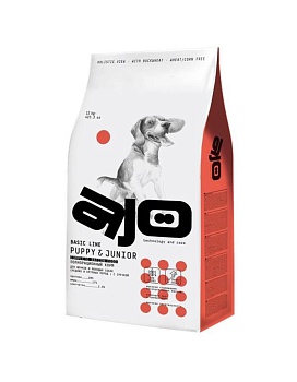 AJO Puppy & Junior сузой для щенков и молодых собак средних и крупных пород с гречкой 12кг купить  зоотовары для животных