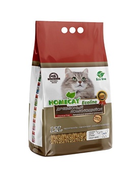 HOMECAT Ecoline древесный комкующийся наполнитель для кошачьих туалетов 12л купить  зоотовары для животных