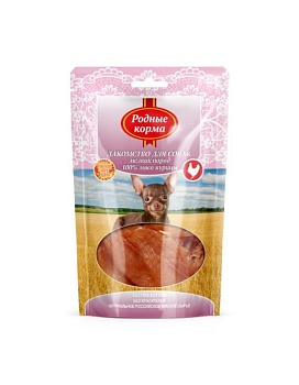 РОДНЫЕ КОРМА лакомство для собак мелких пород 100% мясо курицы вяленое 50гр купить  зоотовары для животных