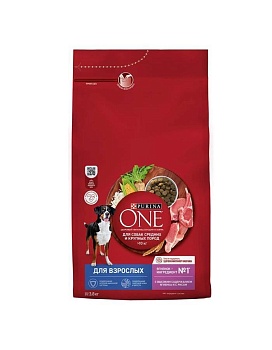 PURINA ONE для собак средних и крупных пород Ягненок Рис 3,8кг купить  зоотовары для животных