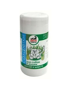 Айда Гулять! Салфетки Влажные для Лап и Шерсти Собак и Кошек, Банка 40 100г купить  зоотовары для животных
