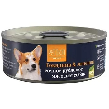Petibon Smart консервы для собак рубленое мясо с говядиной и ягненком 24х100г купить  зоотовары для животных