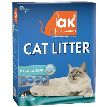 AK Cat Marseille Soap Комкующийся бентонитовый наполнитель с ароматом марсельского мыла 6л купить  зоотовары для животных
