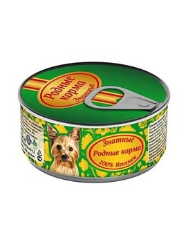 РОДНЫЕ КОРМА консервы для собак Знатные 100 % Ягненок 24х100г купить  зоотовары для животных