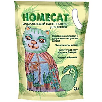 HOMECAT Алоэ Вера силикагелевый наполнитель для кошачьих туалетов с ароматом Алоэ Вера 7.6л купить  зоотовары для животных