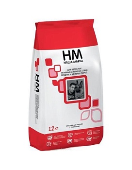 Наша Марка сухой корм для взрослых активных и рабочих собак средних и крупных пород с телятиной 12кг купить  зоотовары для животных