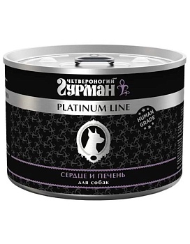 ЧЕТВЕРОНОГИЙ ГУРМАН Platinum line консервы для собак с сердцем и печенью в желе 6х525г купить  зоотовары для животных