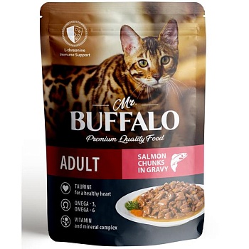 Mr.Buffalo ADULT влажный корм для кошек с чувствительной кожей Лосось в соусе 28х85гр купить  зоотовары для животных