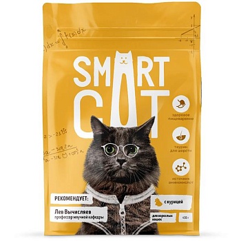 SMART CAT сухой корм для взрослых кошек с курицей 400г купить  зоотовары для животных