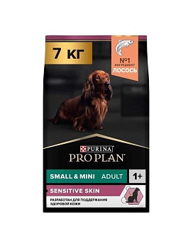 PRO PLAN Adult Small & Mini Sensitive Skin сухой корм для собак мелких и карликовых пород 1 - 10 кг с чувствительной кожей Лосось 7 кг купить  зоотовары для животных