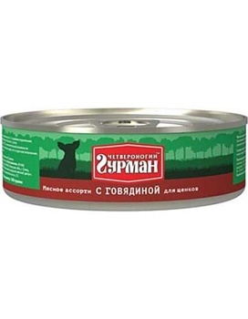 Четвероногий Гурман Мясное Ассорти для Щенков с Говядиной 24х100г купить  зоотовары для животных