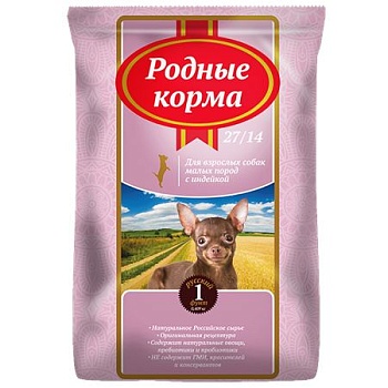 РОДНЫЕ КОРМА сухой корм для взрослых собак мелких пород с индейкой 27/14 409г купить  зоотовары для животных