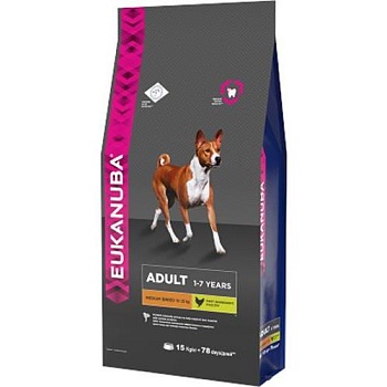 EUKANUBA ADULT MEDIUM BREED сухой корм для взрослых собак средних пород 15кг купить  зоотовары для животных