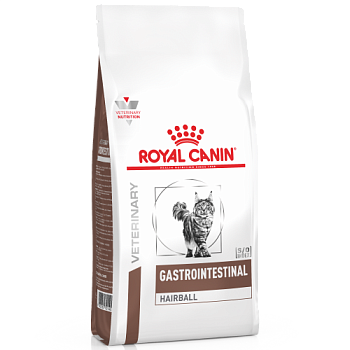 Royal Canin VD GASTRO INTESTINAL HAIRBALL CONTROL ветеринарная диета для кошек при нарушении пищеварения и для профилактики образования волосяных комочков в желудочно-кишечном тракте 400г купить 