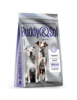 BUDDY SOL CARE ADULT SENSITIVE сухой корм для взрослых собак средних и крупных пород с индейкой 12кг купить  зоотовары для животных