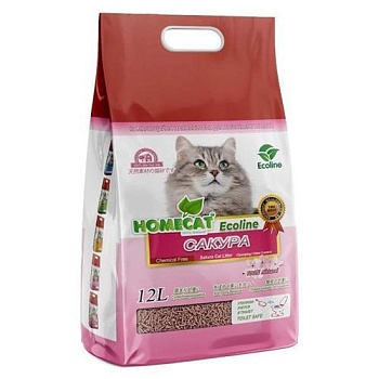 HOMECAT Ecoline Сакура комкующийся наполнитель для кошачьих туалетов с ароматом сакуры 12л купить  зоотовары для животных