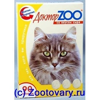 Доктор Zoo Витамины для Кошек со Вкусом Сыра 6х90таб купить  зоотовары для животных
