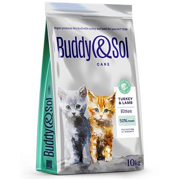BUDDY SOL CARE KITTEN сухой корм для котят с индейкой и ягненком 10кг купить  зоотовары для животных