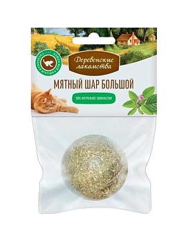 ДЕРЕВЕНСКИЕ ЛАКОМСТВА игрушка для кошек мятный шар большой 51г купить  зоотовары для животных