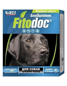 Ошейник "ФИТОДОК" репеллентный био от блох до 3 мес. и клещей до 5 недель для средних собак 50г купить  зоотовары для животных