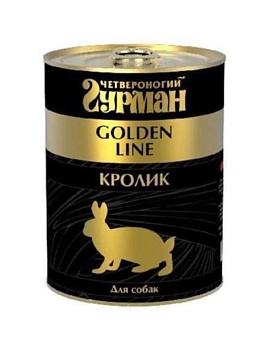Четвероногий Гурман Золотая Линия для Cобак Кролик Натуральный в Желе 12х340г купить  зоотовары для животных